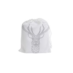 Modern Geometric Christmas Deer Illustration Drawstring Pouches (small) 