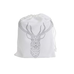 Modern Geometric Christmas Deer Illustration Drawstring Pouches (large) 