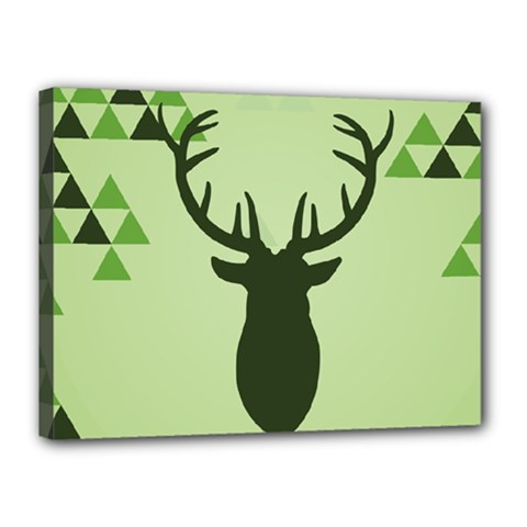 Modern Geometric Black And Green Christmas Deer Canvas 16  X 12  by Dushan