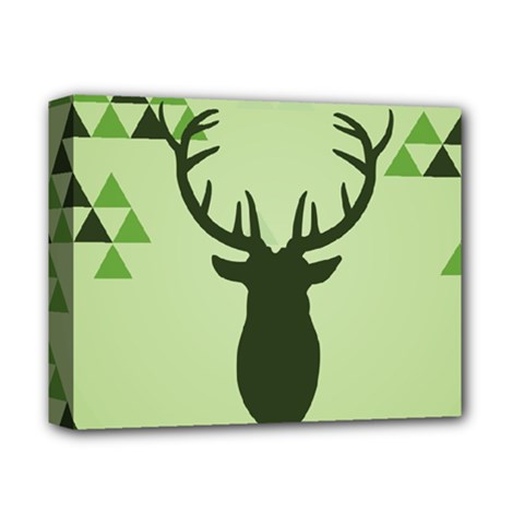 Modern Geometric Black And Green Christmas Deer Deluxe Canvas 14  X 11 