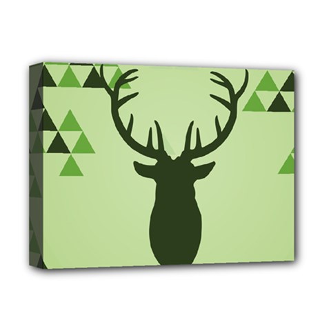 Modern Geometric Black And Green Christmas Deer Deluxe Canvas 16  X 12  