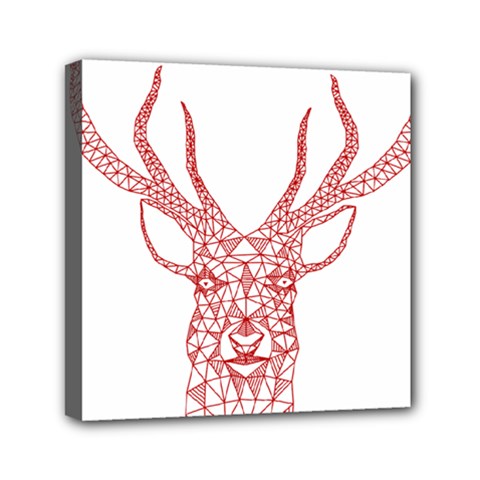 Modern Red Geometric Christmas Deer Illustration Mini Canvas 6  X 6  by Dushan