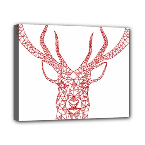 Modern Red Geometric Christmas Deer Illustration Canvas 10  X 8 