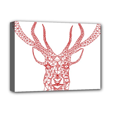 Modern Red Geometric Christmas Deer Illustration Deluxe Canvas 16  X 12  