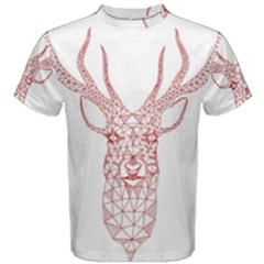 Modern Red Geometric Christmas Deer Illustration Men s Cotton Tees