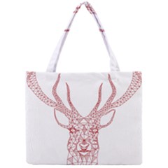 Modern Red Geometric Christmas Deer Illustration Tiny Tote Bags