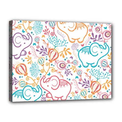 Cute Pastel Tones Elephant Pattern Canvas 16  X 12 