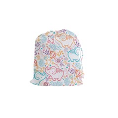 Cute Pastel Tones Elephant Pattern Drawstring Pouches (small) 