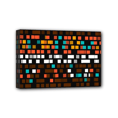 Squares Pattern In Retro Colors Mini Canvas 6  X 4  (stretched) by LalyLauraFLM