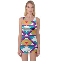 Triangles And Other Shapes Pattern Women s Boyleg One Piece Swimsuit