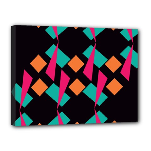 Shapes In Retro Colors  Canvas 16  X 12  (stretched)