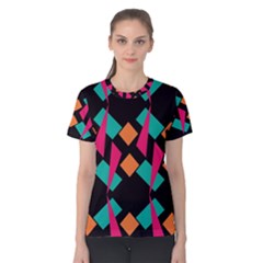 Shapes In Retro Colors  Women s Cotton Tee