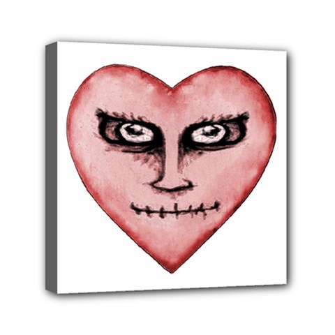 Angry Devil Heart Drawing Print Mini Canvas 6  X 6  by dflcprints