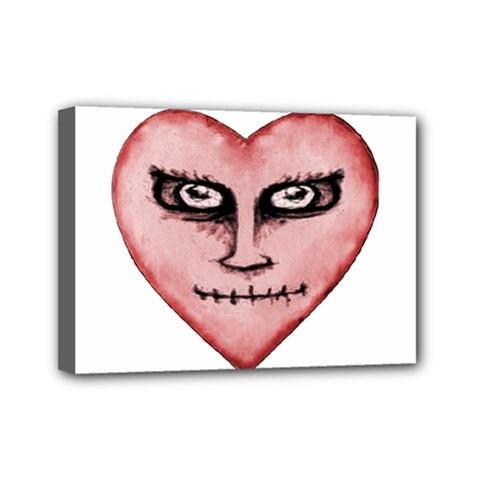 Angry Devil Heart Drawing Print Mini Canvas 7  X 5  by dflcprints