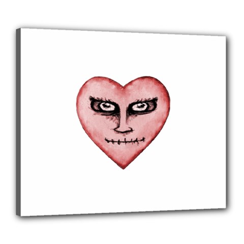 Angry Devil Heart Drawing Print Canvas 24  X 20 