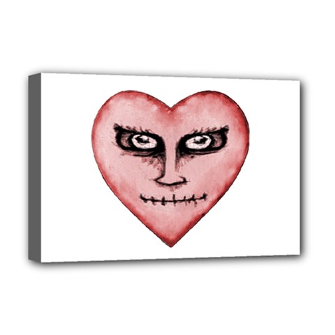 Angry Devil Heart Drawing Print Deluxe Canvas 18  X 12   by dflcprints