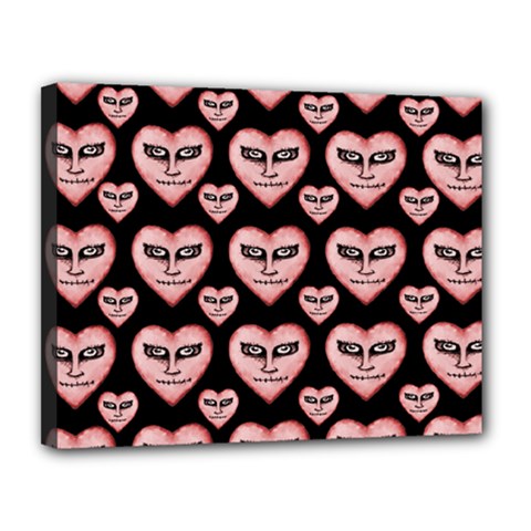 Angry Devil Hearts Seamless Pattern Canvas 14  X 11 