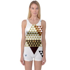 Colorful Modern Geometric Triangles Pattern Women s Boyleg One Piece Swimsuits