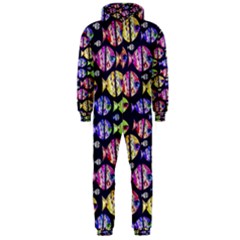 Colorful Fishes Pattern Design Hooded Jumpsuit (men)  by dflcprintsclothing