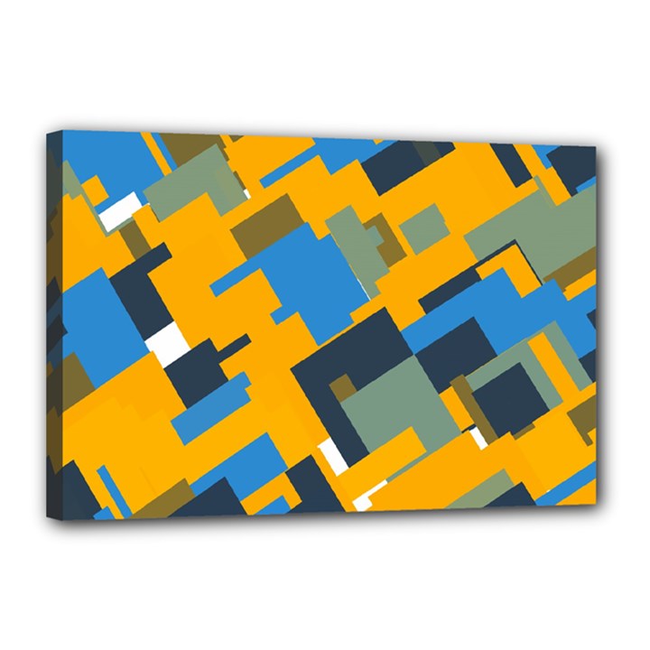 Blue yellow shapes Canvas 18  x 12  (Stretched)