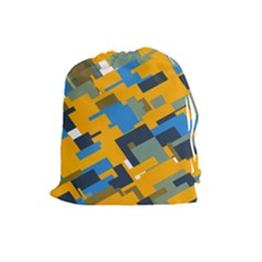 Blue Yellow Shapes Drawstring Pouch