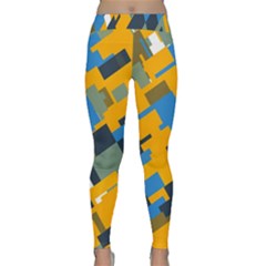 Blue Yellow Shapes Yoga Leggings