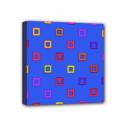 3d Squares On A Blue Background Mini Canvas 4  X 4  (stretched)