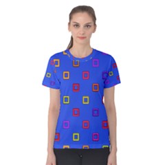 3d Squares On A Blue Background Women s Cotton Tee