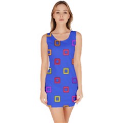 3d Squares On A Blue Background Bodycon Dress