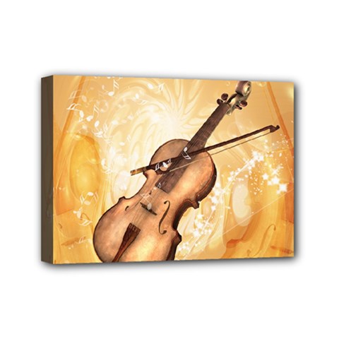 Wonderful Violin With Violin Bow On Soft Background Mini Canvas 7  X 5 