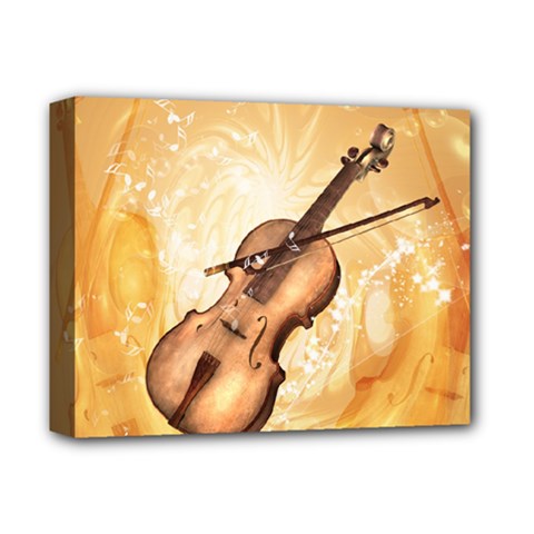 Wonderful Violin With Violin Bow On Soft Background Deluxe Canvas 14  X 11 