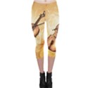 Wonderful Violin With Violin Bow On Soft Background Capri Leggings View1