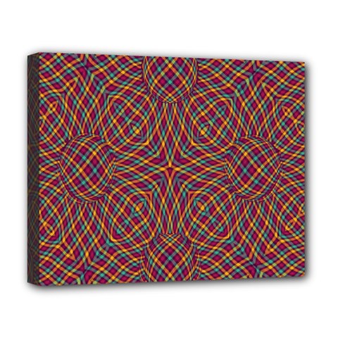 Trippy Tartan Deluxe Canvas 20  X 16  (framed) by SaraThePixelPixie