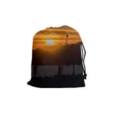 Aerial View Sunset Scene Of Montevideo Uruguay Drawstring Pouches (medium) 