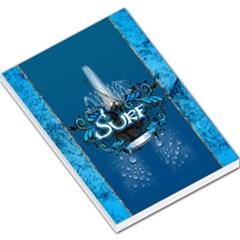 Surf, Surfboard With Water Drops On Blue Background Large Memo Pads by FantasyWorld7