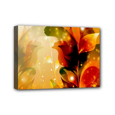 Awesome Colorful, Glowing Leaves  Mini Canvas 7  X 5 