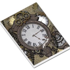 Steampunk, Awesome Clocks With Gears, Can You See The Cute Gescko Large Memo Pads by FantasyWorld7