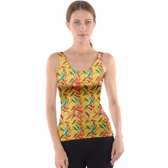 Abstract Hummingbird Pattern Tank Tops