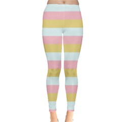 Pink White Blue Brown Stripe Leggings  by 4SeasonsDesigns