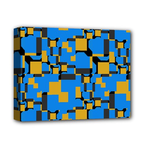 Blue Yellow Shapes Deluxe Canvas 14  X 11  (stretched)