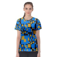 Blue Yellow Shapes Women s Sport Mesh Tee