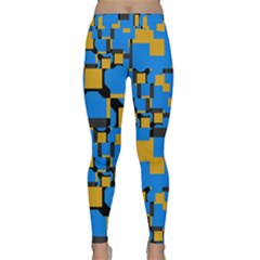 Blue Yellow Shapes Yoga Leggings