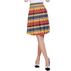 Waves And Stripes Pattern A-line Skirt