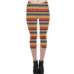 Waves And Stripes Pattern Capri Leggings