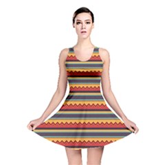 Waves And Stripes Pattern Reversible Skater Dress