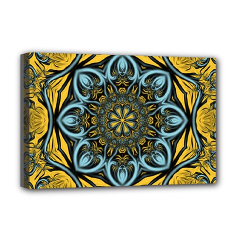 Blue Floral Fractal Deluxe Canvas 18  X 12   by igorsin