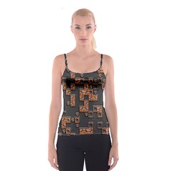 Brown Pieces Spaghetti Strap Top by LalyLauraFLM