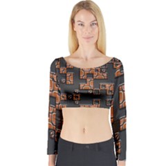 Brown Pieces Long Sleeve Crop Top