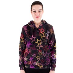 Sparkly Stars Pattern Women s Zipper Hoodies by LovelyDesigns4U