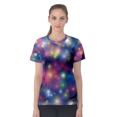 Sparkling Lights Pattern Women s Sport Mesh Tees by LovelyDesigns4U